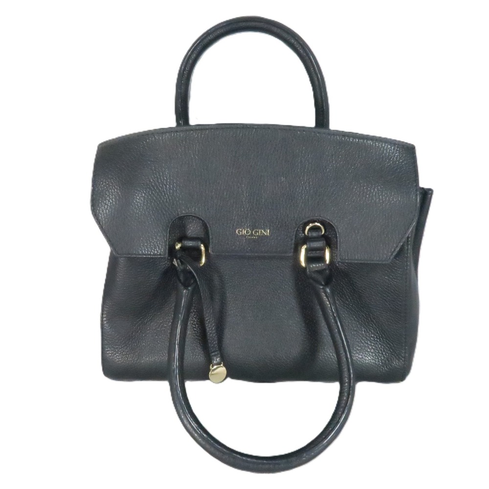 Gio Gini Italian Leather Handbag Black Top Handle Tote Satchel Luxury Designer